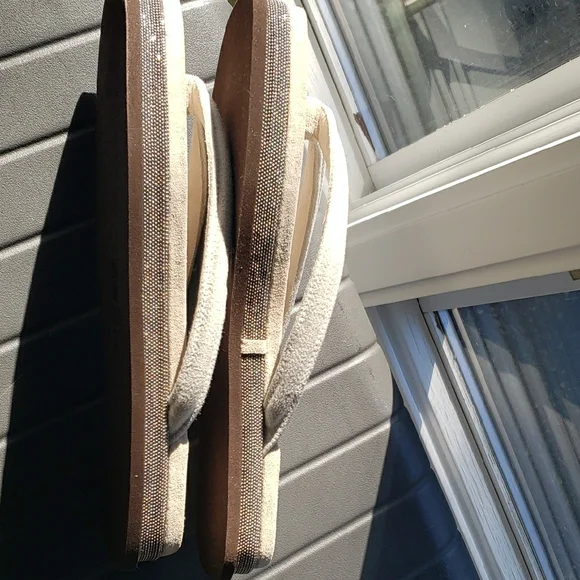 Brunello Cucinelli Suede Monili Flip Flops
